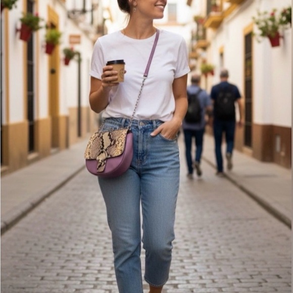 kate spade Handbags - ⭐️Rare⭐️ Kate Spade Stylish Snake Print Crossbody Bag - Purple and Tan